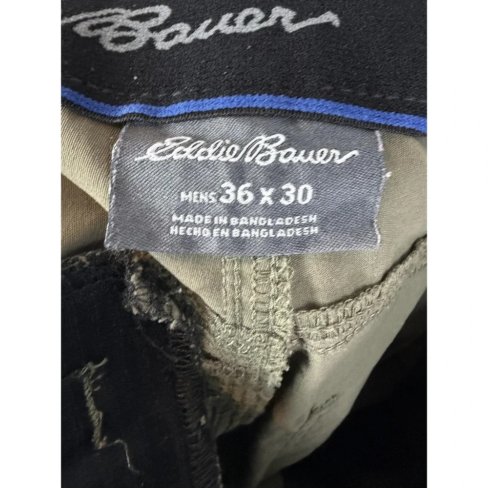 Eddie Bauer Pants Mens 36x30 Beige Nylon Stretch Chino Casual Travel Outdoor Men